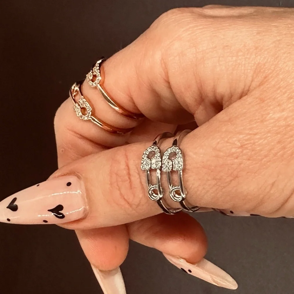 Safety Pin Ring -- Grunge Rings -- Minimalist Jewelry -- Stackable Rings